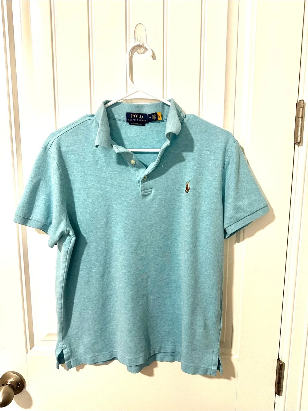 Ralph Lauren Men's Slim Fit Seafoam Sea Blue/Green Polo Shirt